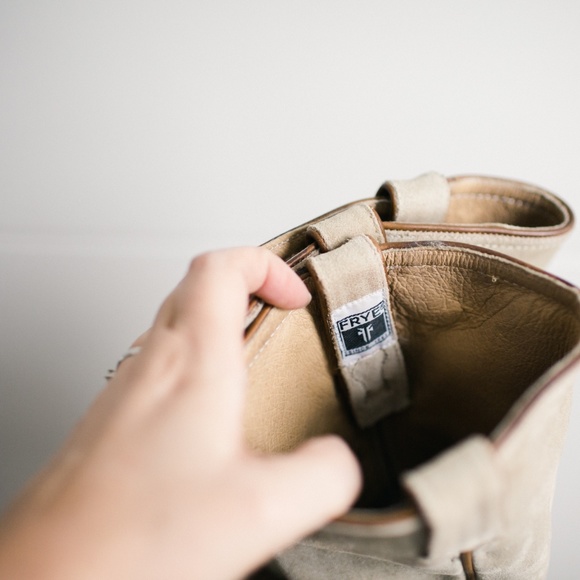 Frye Tan Leather Suede Braided Pointed Toe Boot - Picture 3 of 7